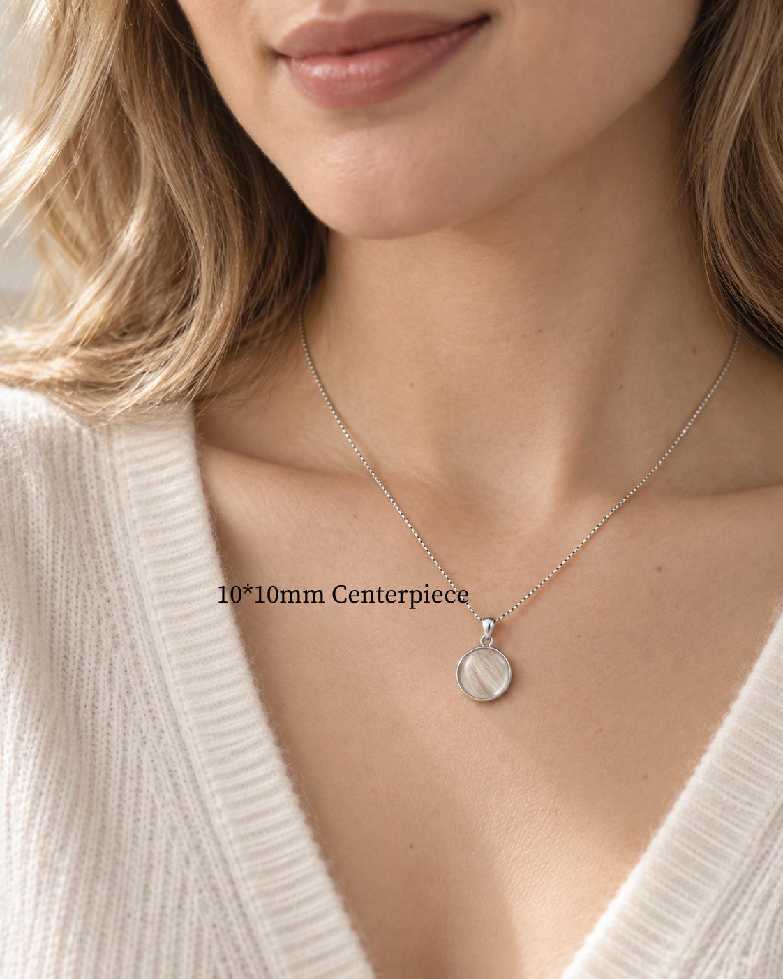 Detail view of the Toujours Tribute silver pet keepsake necklace