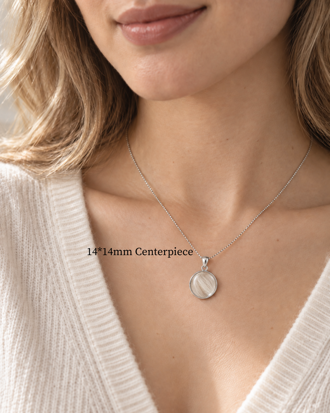 Detail view of the Toujours Tribute silver pet keepsake necklace