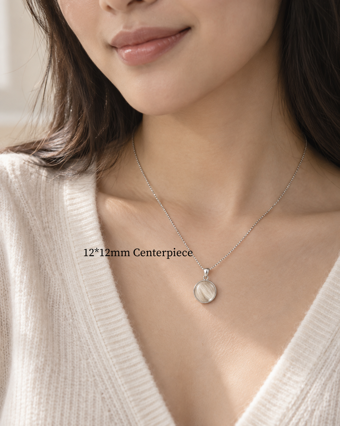 Detail view of the Toujours Tribute silver pet keepsake necklace