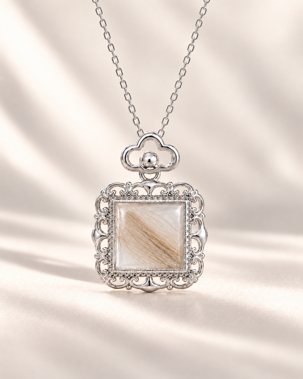 Toujours Reflection silver pet keepsake necklace with 10 × 10 mm centerpiece