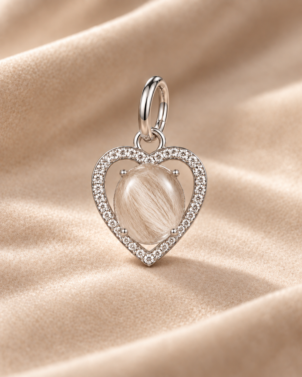 Toujours Armour Charm silver pet keepsake charm with 8 × 8 mm centerpiece