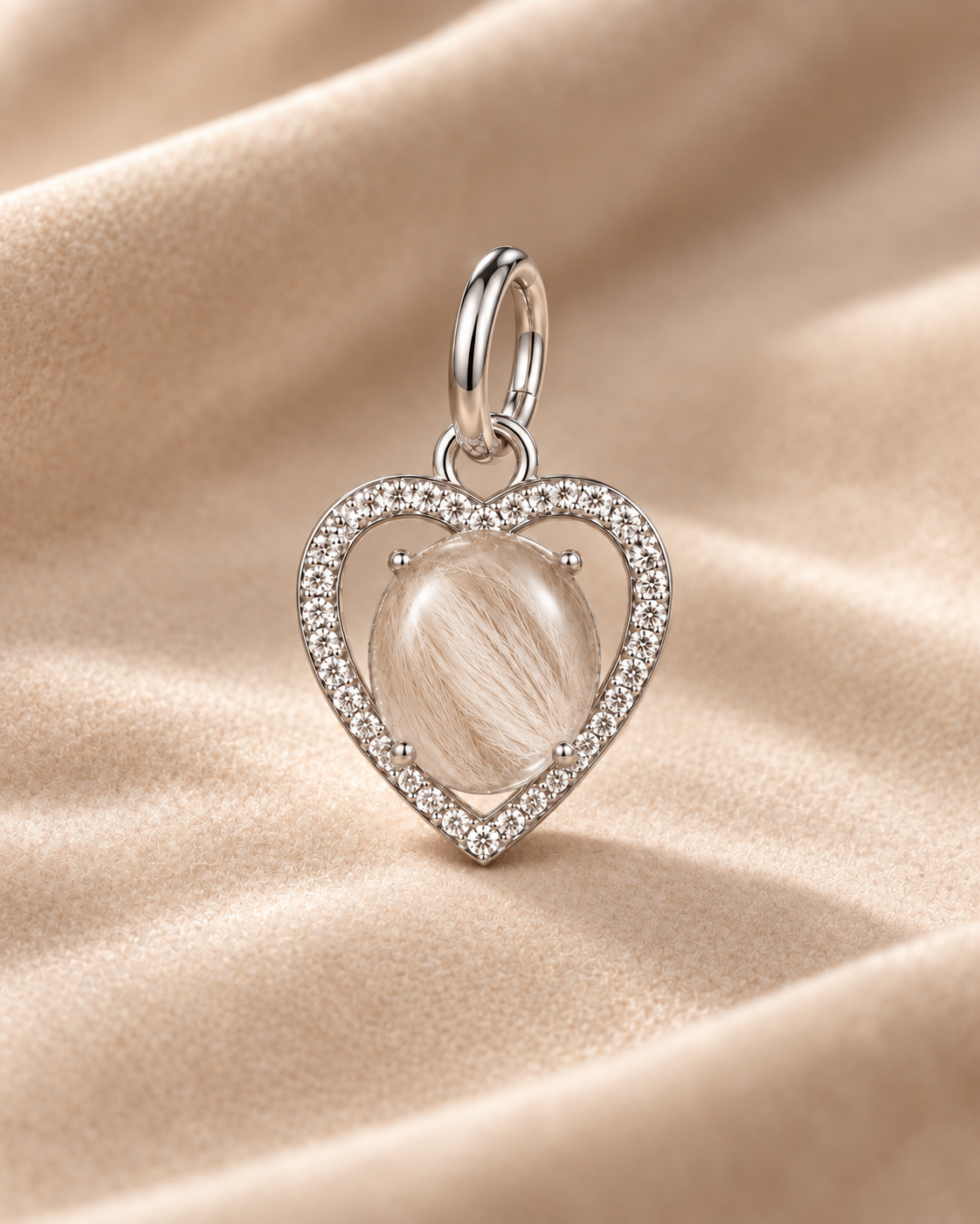 Toujours Armour Charm silver pet keepsake charm with 8 × 8 mm centerpiece