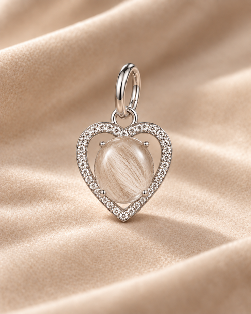 Toujours Armour Charm silver pet keepsake charm with 8 × 8 mm centerpiece