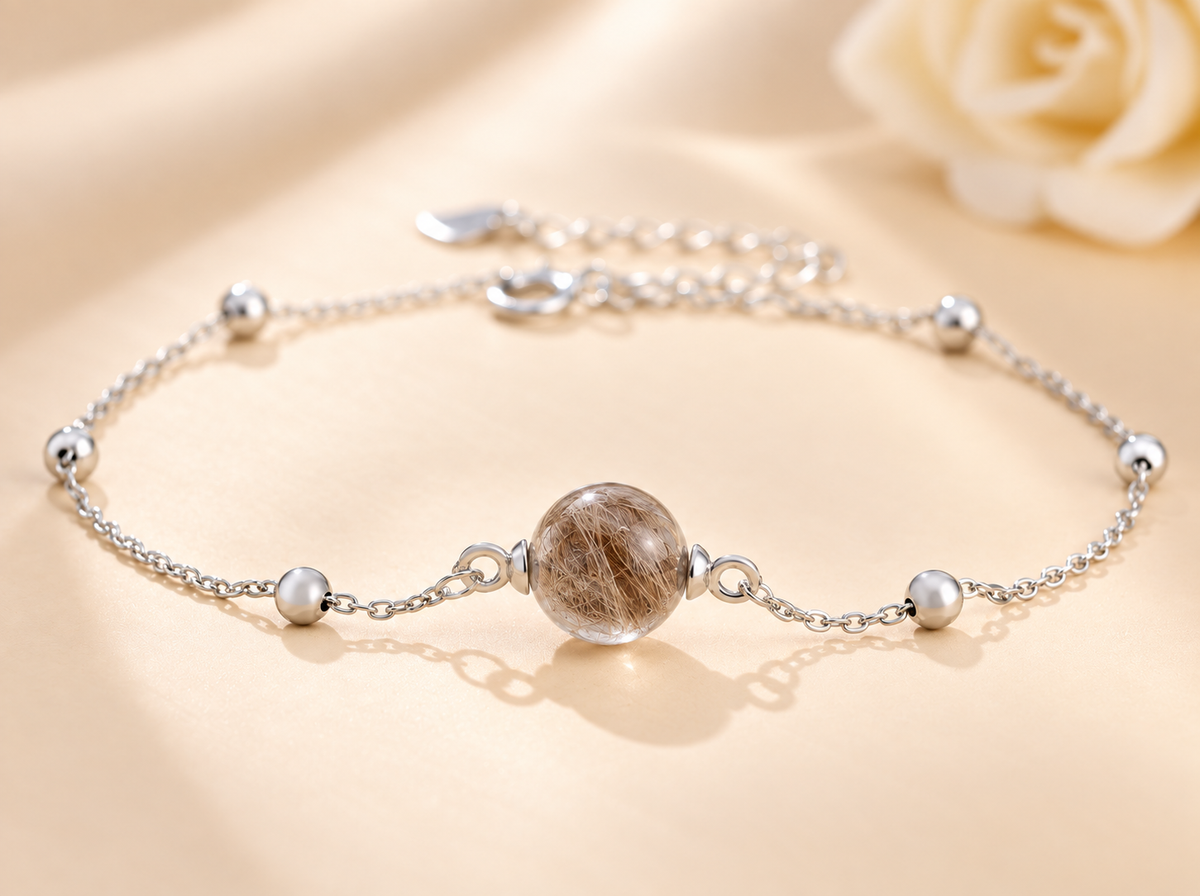 Toujours Beloved silver pet fur and ashes keepsake bracelet