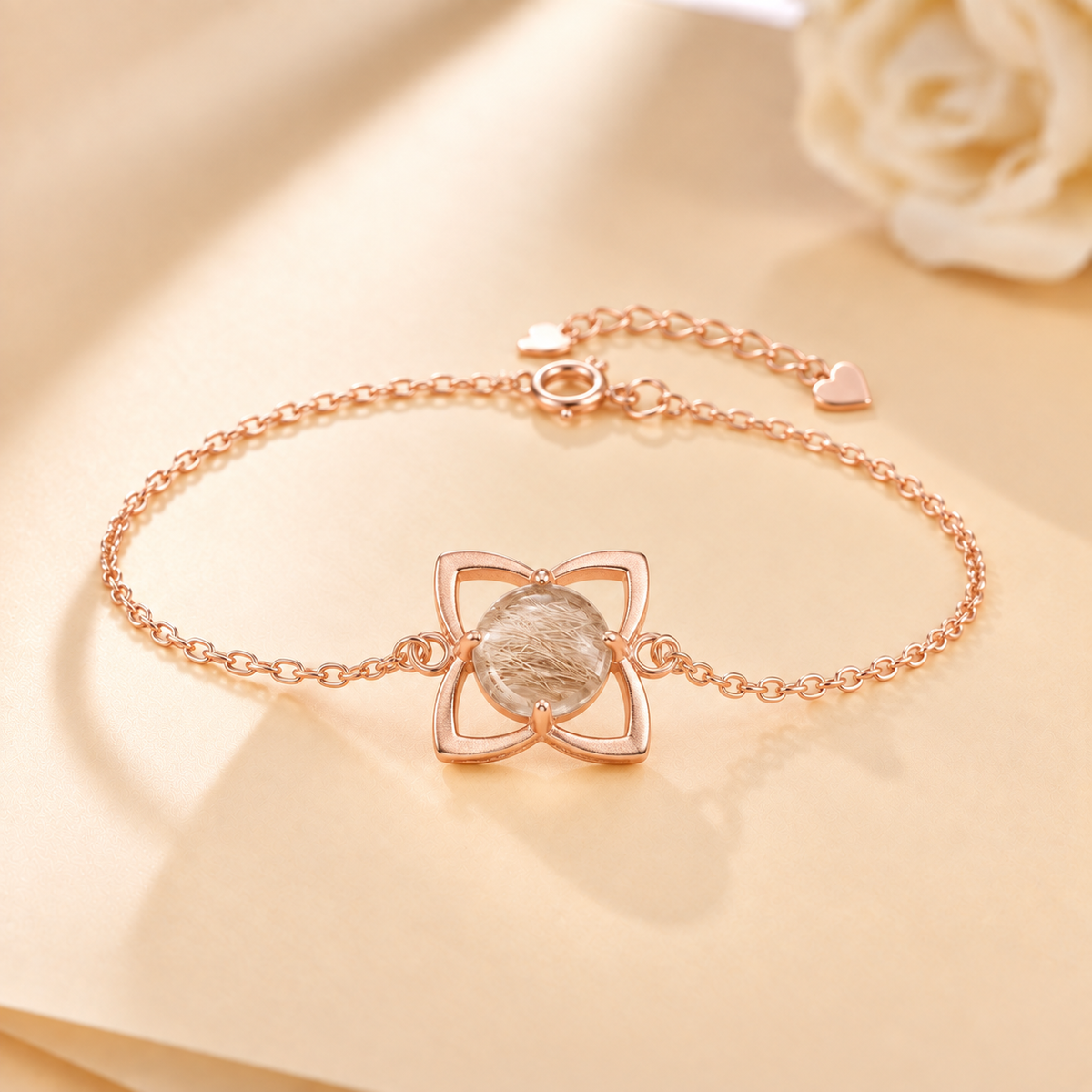 Toujours Companion rose gold pet keepsake bracelet with 10 × 10 mm centerpiece