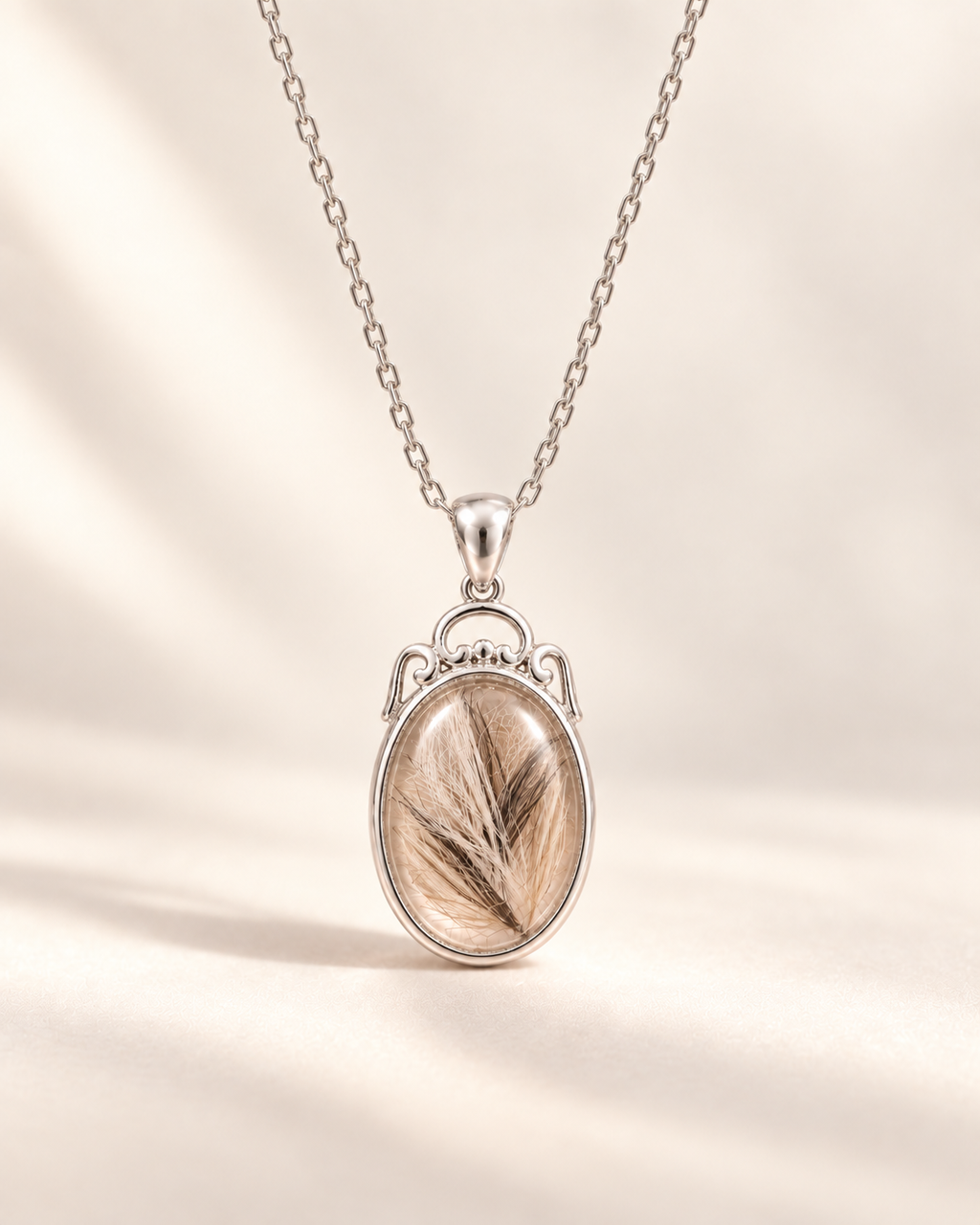 Toujours Curio silver pet keepsake necklace with 10 × 14 mm centerpiece