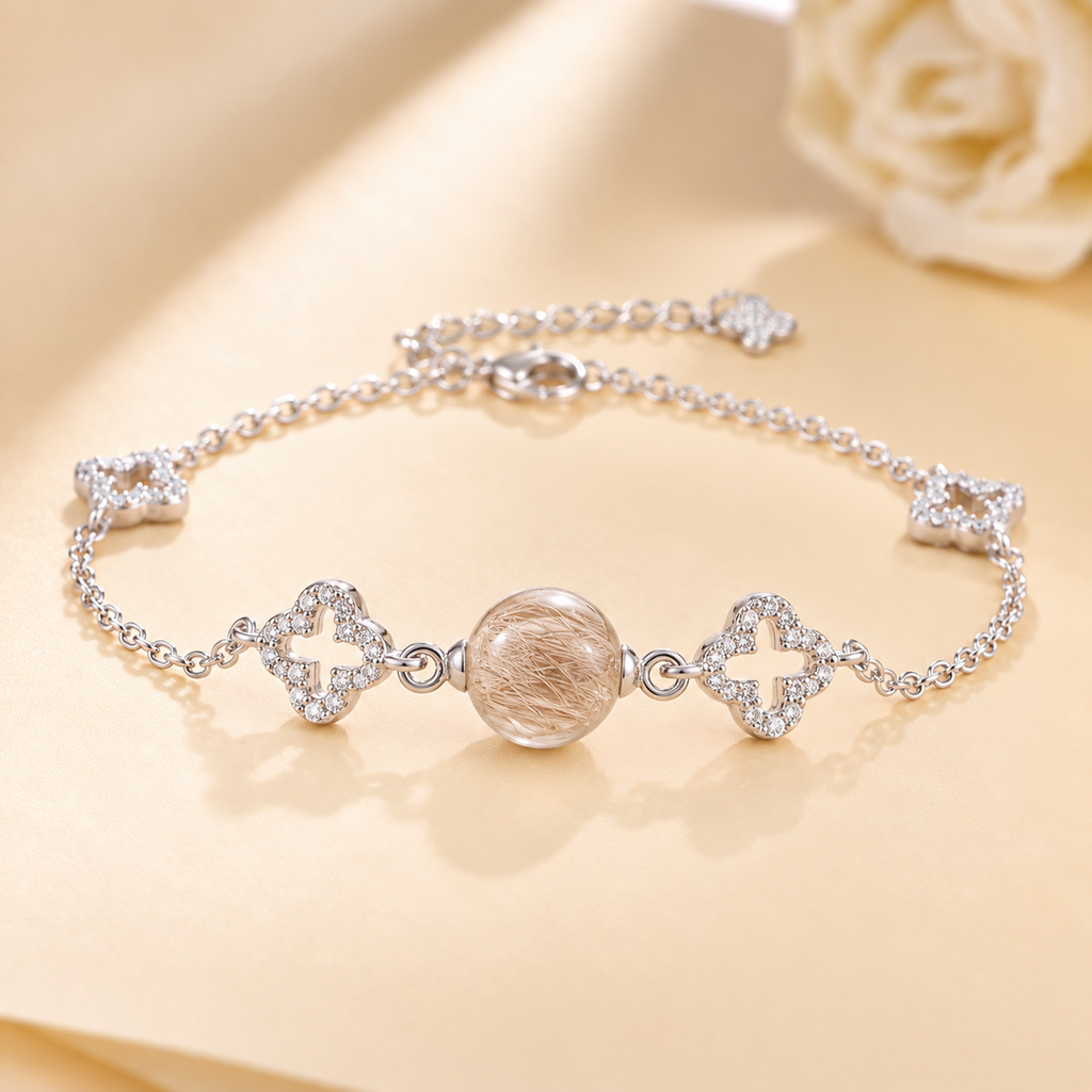 Toujours Dearest silver pet keepsake bracelet with 10 × 10 mm centerpiece