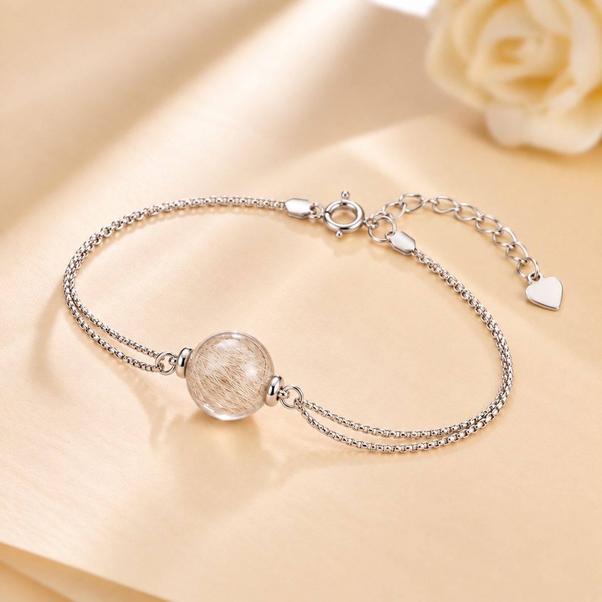 Side view of the Toujours Infinite silver pet keepsake bracelet