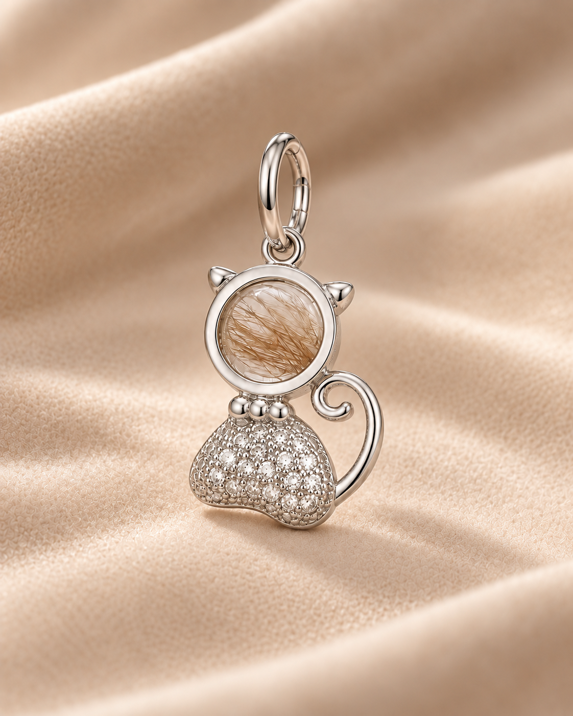 Toujours Purpetual Charm silver pet keepsake charm with 8 × 8 mm centerpiece