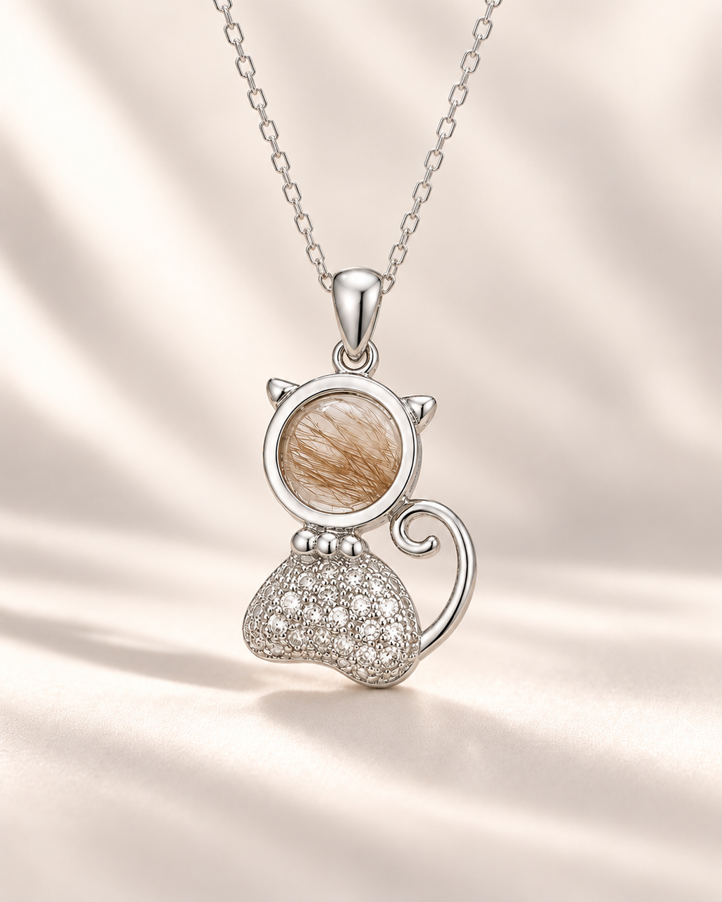 Toujours Purpetual silver pet keepsake necklace with 8 × 8 mm centerpiece